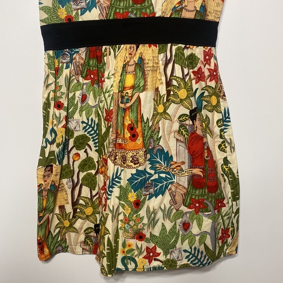 Frida Kahlo “Head Over Wheels” Dress in Beige by Hemet - Picture 6 of 16